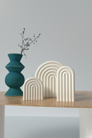 قوس قزح مزخرفة نمط 3 قطع شمعة - ريحة نباتية صويا شمعة موم أبيض 3 قطع RAINBOW3l - Cageartstudio