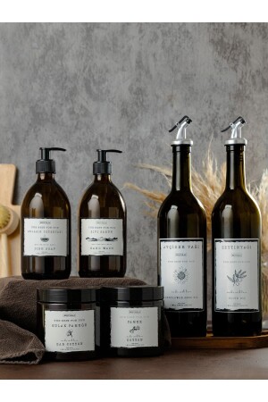 مجموعة من القطع 3 مكسورة 6 قطع 250 مل 2 Li Glass Liquid Soap Dispenser 2 Li Cotton Bottle 2 Li Glass Oil Pot Bottle 3lusabun - BÜYÜLÜ HOME