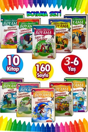 3-6 Yaşa Uygun 10'lu Boyama Kitabı Seti - 1