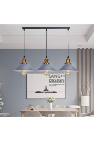 م.ن.ز-ريترو ديكورات 3 قطعة رمادية الروستيكية مصباح معلق معدني 60 سيما rsy010111 - Rsylight