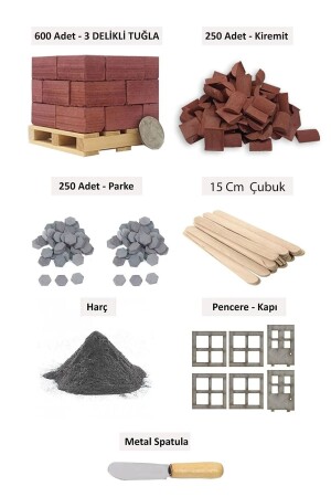 مجموعة بناء من 3 ثقوب الطوب الخاص + 600 قطعة جديدة3300 - Minyatür Hane