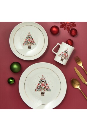 (منز) -عام جديد (كاميليا) 3 قطع عظم واحدة عشاء مجموعة - 6268 PR. 000000GBSATN03YS426268 - Güral Porselen