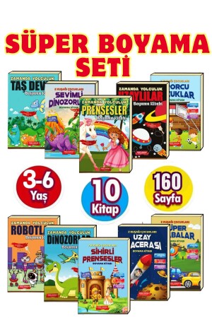 3-7 YAŞA UYGUN 10 'LU SÜPER BOYAMA KİTAP SETİ - 1