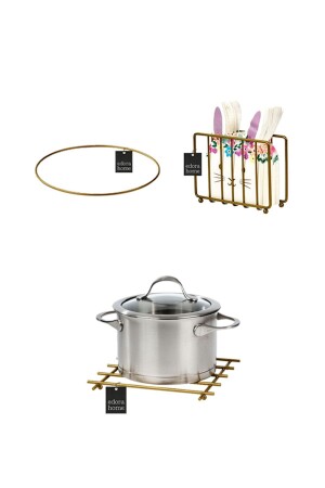 منز ذروة طراز 3 قطع تحضير لـ رمضان طاولة إفتار 8 قطع طبق - حامل نابكين قفص - طاولة طراز Trivet - Edora Home