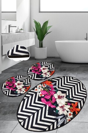 مجموعة من 3 حمامات سجادة غطاء لا تنزلق قاعدة غسيل حوض المياه المعدل 8682125970721 - Chilai Home