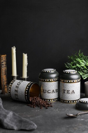 مجموعة من 3 حاويات تخزين معدنية 9 سم حاوية الطعام مجموعة من حاويات الطعام، مصحوبة ERB05U1 - Evle