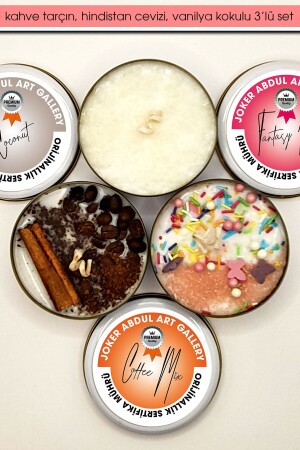 هدية مكنسة من كوب القهوة القرفة الهندية، فانيلا ريحة معدنية الصندوق الصوفي الشمع 3 قطع شمعة مجموعة جوكر ABDUL0006 - JOKER ABDUL