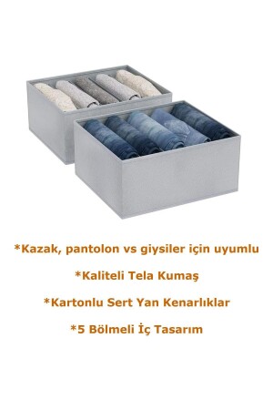 3 Adet 5 Bölmeli Katlanabilir Pantolon Gömlek Kazak Düzenleyici Saklama Kutusu Organizer - 9