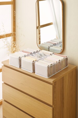 3 Adet 8 Bölmeli Dolap Çekmece Içi Akordiyon Tipi Katlanır Çamaşır Düzenleyici Organizer - Ocean Home Textile