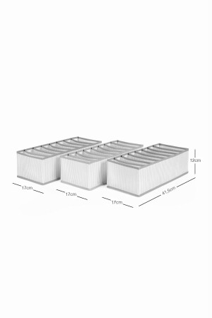 3 Adet 8 Bölmeli Gri Çizgili Dolap Çekmece İçi Akordiyon Tipi Katlanır Çamaşır Düzenleyici Organizer - 6