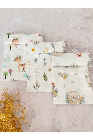 3 Adet Çok Amaçlı Müslin Bezi Örtü Battaniye - Juniperus