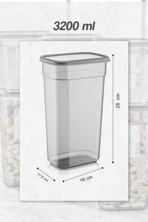 3 Adet Dikdörtgen Saklama Kabı Seti - Elina Etiketli Tablet Deterjan Saklama Kutusu 3x3200 ml MCH-839 - 6