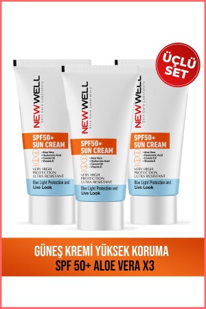 3 Adet Güneş Kremi Yüksek Koruma Spf 50-(Aloe Vera) - 2