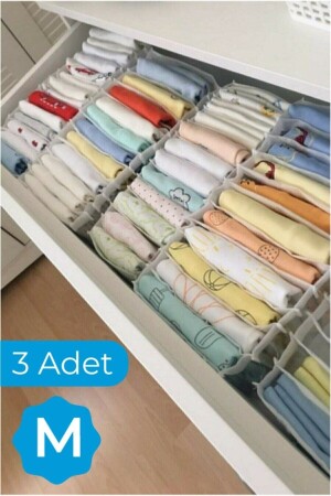 3 Adet - Medium 11 Gözlü Çekmece Içi Düzenleyici Organizer 16 X 40 X 12 SERS00011-3 - 2