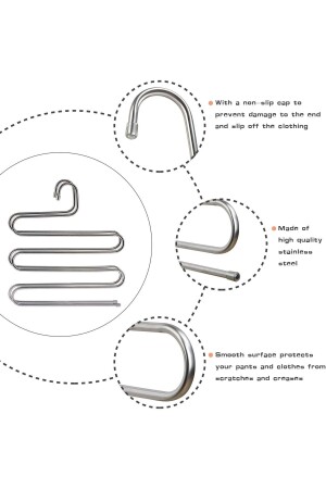 3 Adet Metal Pantolon Eşarp Askısı 5 Katlı Askı 3 Adet - 6