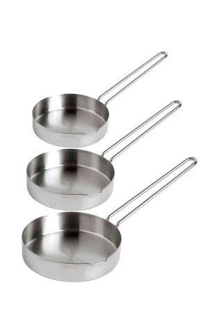 3 Adet Tava Ultra Lüks Paslanmaz Inox Çelik Sos Tava Seti 12-14-16 Cm Metal Saplı Çok Amaçlı Tavalar 12-14-1608221336 - 4