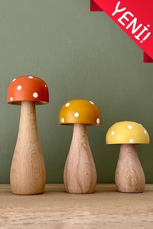 مجموعة من 3 ألعاب فطرية طبيعية عضوية خشبية مصنوعة يدوياً للفطر - Doru