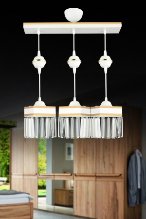 مصباح عجلة من صف أبيض 3 قطع حجر بلورية ومربع مربع صفراء فاخر شاندليير AK00042 - Kraliçe