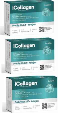 3 Al 2 Öde icollagen 5 Tip Kolajen Tablet Prebiyotik Destile Sindirim Sistemine Yardımcı 3x60 Tablet - icollagen