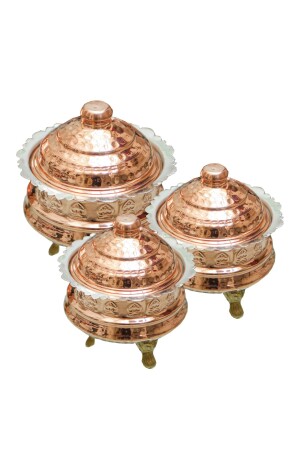 مجموعة من 3 قوارض السكر مع سلة النحاس - Antepsepeti