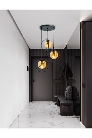 (منيز-ويرلد) 3 صنفية، قماش مشعل أسود مع زجاج ملون بالعسل، غرفة المعيشة، المطبخ، المراهق، الغرفة، غرفة الن - avizade