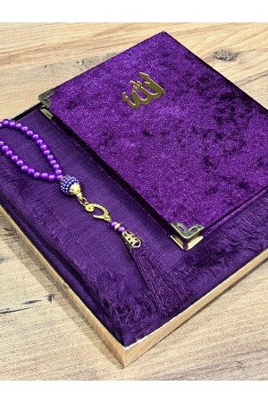 هدية من 3 قطع - صندوق الدعاوى - صندوق المفروشات - حزمة - حزمة العروس، ثوب الصلاة المشتعلة، مجموعة الزهرة ياسين - Ayhanhome