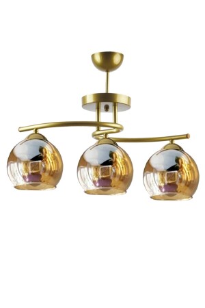 م.ن.ز-فوجي تصميم خاص رياضي قماش عصري قديم عسل ملون الزجاج غرفة المعيشة - المطبخ - غرفة النوم 3-قطع الشنابل bfuji1910 - Fer Avize