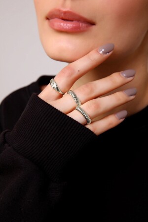 مجموعة من 3 خواتم من لون الفضة - Aurrari