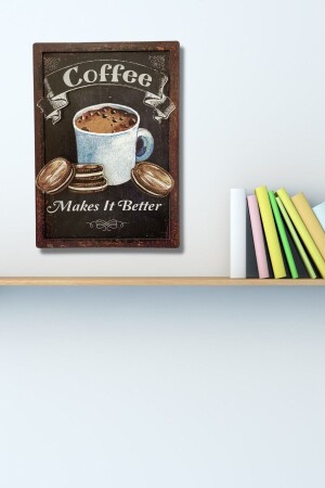 3 Boyutlu Ahşap Tablo Coffee Makes It Better Mutfak Cafe Mdf Duvar Dekoru 20x30 cm - 1