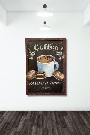 3 Boyutlu Ahşap Tablo Coffee Makes It Better Mutfak Cafe Mdf Duvar Dekoru 20x30 cm - 4