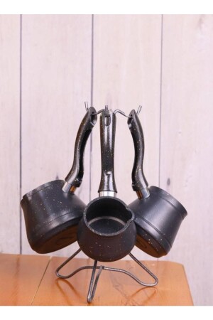 مجموعة من 3 علب قهوة من الجرانيت الأسود مناسبة للمنتجات المزروعة والاستخدام اليومي - Alyans