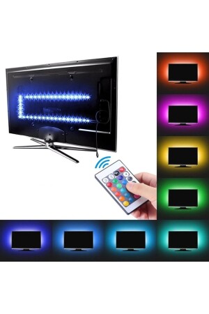 3-Chip-RGB-LED-Streifen mit 1-Meter-Fernbedienung hinter TV-Monitor Indoor-LED-animierter RGB-LED-Streifen EMALEDRGB1 - 2