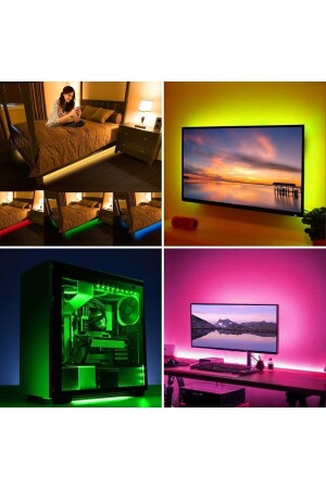 3-Chip-RGB-LED-Streifen mit 1-Meter-Fernbedienung hinter TV-Monitor Indoor-LED-animierter RGB-LED-Streifen EMALEDRGB1 - 6