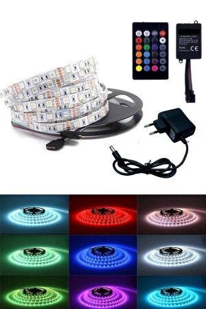 3 Çipli Rgb Şerit Led Tak Çalıştır Animasyonlu 5 Metre 5050 Smd - 1