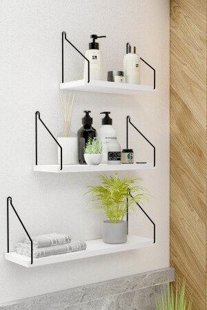 مجموعة من الرف من 3 كتب المطبخ غرفة الحمام غرفة المعيشة بيضاء CM-IR-15 - Roomie Home