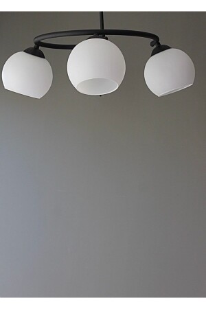 غرفة المعيشة المطبخ 3 قطع شمعة سوداء مع زجاج أبيض متحرك DAE3331 - AVİZEVİ