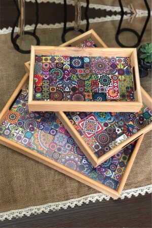 مـنـزـ الخشبـة 3 أحجام طلاء نمط الخدمة العرضـة الصفـة الشاي القهوة الخدمة الصفـة الصفـة الشاي الص - Deseja