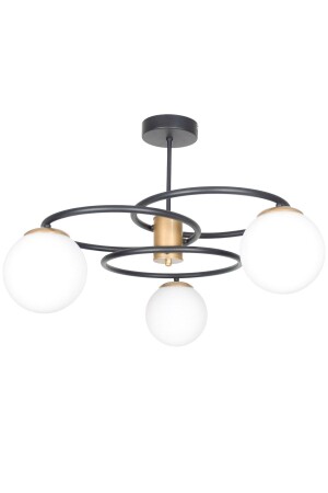 غرفة المعيشة - المطبخ - غرفة النوم اللون الأسود الزجاج الأبيض 3-قطعة الشنابل DNG663 - Fer Avize