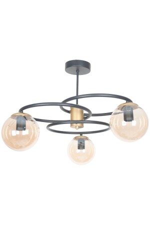 غرفة المعيشة - المطبخ - غرفة النوم باللون الأسود زجاج العسل 3 قطع الشنابل DNG663 - Fer Avize