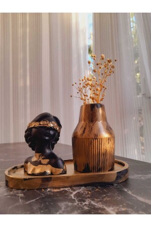 مجموعة من 3 أوعية بيضوية مع شخصيات نسائية قديمة وأشياء تزيينية وألواح وأوعية وأشكال وتجارة تزيينية - Dnz Dekor