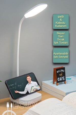 منز - مستخدمة للوجه الملموس ومضيئة الليل مضيئة قابلة للتعديل دراسة القراءة 3 ألوان مصباح الإضاءة - Ecuy