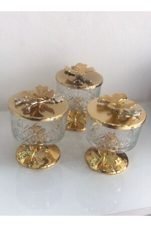 مـنـز - فخـة مـن ظهـر لا يزـال لـزمن 3 قطع من الذهب غطـاء سكر كأس عرض كأس خـمـز - Elzem