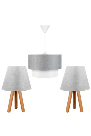 مجموعة من 3 شموع وشمس خشبية على المظلة الرمادية ev-41 - EvLight