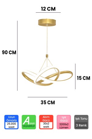 3 Farben Gold gesteuerter Dimmer 4 Modus moderne Pendelleuchte LED-Kronleuchter - 3