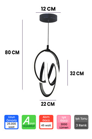 3 Farben Schwarz Ferngesteuerter Dimmer 4 Modus Moderne Pendelleuchte Signature Led Kronleuchter Signatur - 3