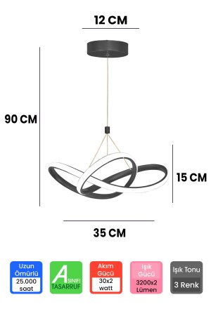 3 Farben schwarzer moderner LED-Kronleuchter mit Fernbedienung, Dimmer und 4 Modi - 3