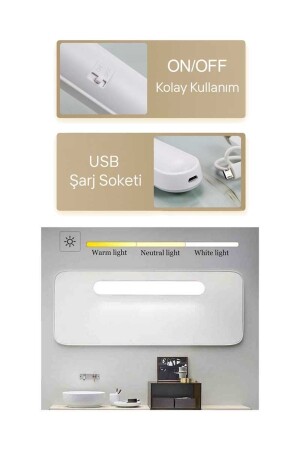 3 Farben wiederaufladbare Magnet-Touch-LED-Leuchte, wiederaufladbare kabellose Micro-USB-LED-Lampe, weißes Gehäuse - 6