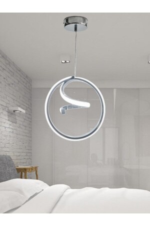 3-farbig beleuchtete moderne Pendelleuchte, LED-Kronleuchter, verchromtes Gehäuse für Eingang, Flur, Zimmer - 2