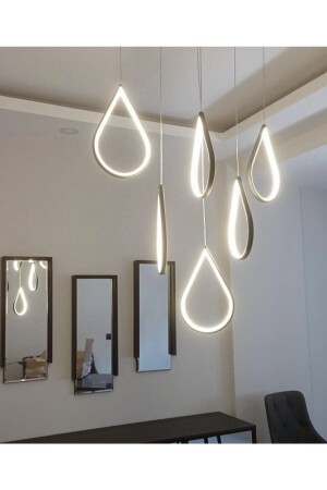 3-farbige moderne LED-Pendelleuchte, intelligenter Kronleuchter / Tropfen-Pendelleuchte, 6 Stück / anthrazitfarbener Körper - 4