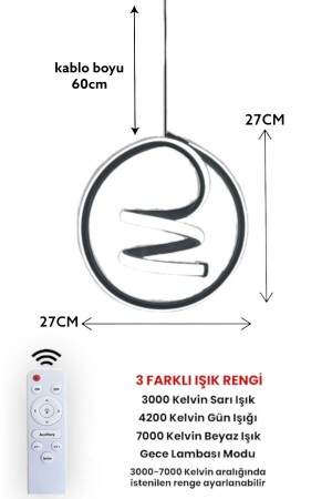 3-farbiger moderner LED-Kronleuchter mit Fernbedienung, silbergraues Gehäuse - 3